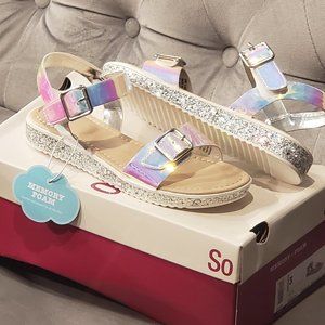 SO brand girls sandals Size 3 Color Iridescent, NWT